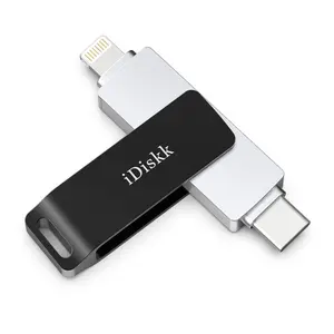 iDiskk Flash Drive -The 2-in-1 USB for Android phones and iPhone, iPad, and Computer - Thumb Drive with Lightning and USB Type-C Connectors
