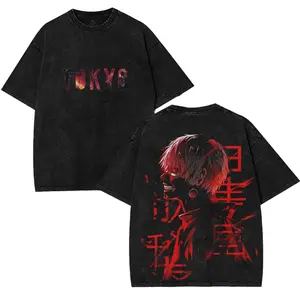 Tokyo Ghoul Ken Kaneki Demon Red Oversized Graphic T-Shirt – Bold Cotton Streetwear Anime Tee for Hardcore Fans, Washed Vintage Unisex Top, Ultimate Gothic Punk Inspired Outfit Menswear Classic men Prints Seamless Smooth Tshirt Round Neck Crewneck