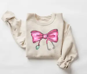 Nurse Coquette bow Sweatshirt, Retro Nurse Shirts, RN, Unisex Stethoscope Crewneck Sweatshirt, Nursing School, Nurses Week Appreciation