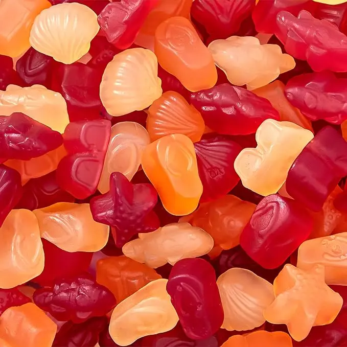 Tropical Fruit Jelly Candy Mix, Dye Free Vegan Gummies, Naturally Flavored with Real Fruit Puree, Assorted Fruit Flavors, 1 lb Bag