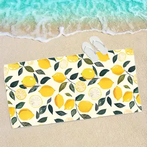Lemon Pattern Beach Towel- Quick-Drying High Absorbency Microfiber, Suitable for Yoga, Gym, Travel, Swimming, Surfing, and Camping- Machine Washable Outdoor Essential Microfiber Beach Towel