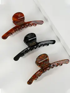 Elegant Vintage Medium Shark Clip Hairpin, Acetate Color Block Design, Non-Slip Oval Claw, Perfect for Women & Formal Events, Hair Claws