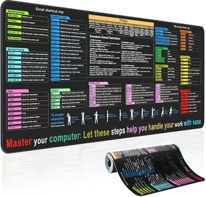 [New Deal] Excel Cheat Sheet Desk pad—Contains 12 Types of Common Skills in Excel and Word|Large XL Size（31.5 * 11.8 inch）|Desk mat for Keyboard and Mouse|Work、Study、Gaming Mouse pad|Waterproof、Anti-Slip
