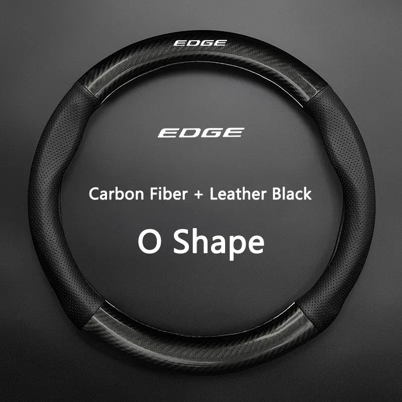 Car Anti-Slip Steering Wheel Cover Carbon Fiber Leather Booster Cover for Ford Edge EVEREST Taurus Fiesta Shelby TERRITORY 2017 2018 2019 - 2023 2024