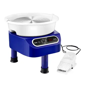 Pottery Wheel, 10 inch Pottery Forming Machine, 350W Electric Wheel for Pottery with Foot Pedal and LCD Touch Screen, Direct Drive Ceramic Wheel with 3 Support Legs for Art Craft, Blue