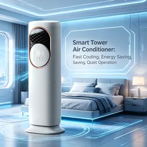 Quiet Bladeless Tower Fan, 2-in-1 Cooling & Heating Standing Fan, Fast Temperature Adjustment for Indoor All-Year Use