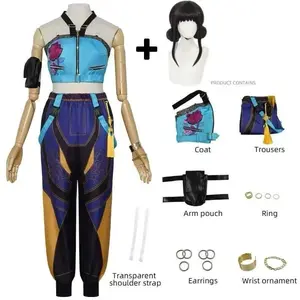 Anime movie “Devil Hunter” cosplay costume/uniform set with ring and earrings; suitable as a prop for Halloween parties for girls and women