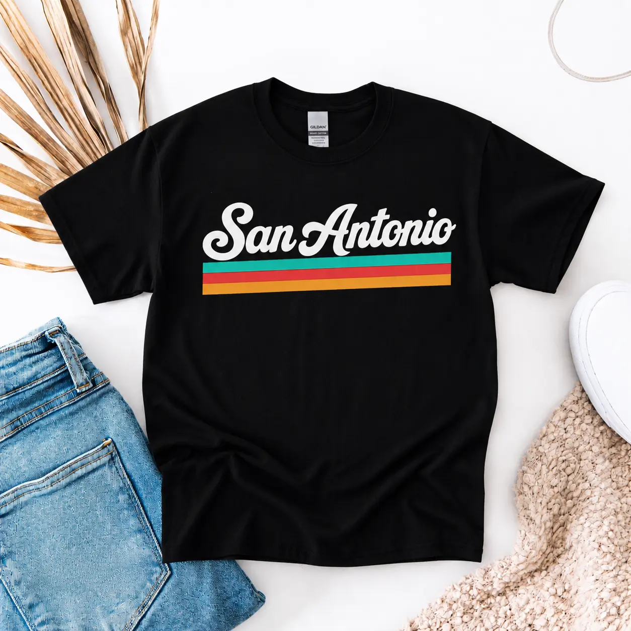 Gildan Vintage San Antonio Basketball Shirt, Retro Texas City Hoops Tee, Classic Spurs Fan Outfit Gift, Casual Cotton T-Shirt
