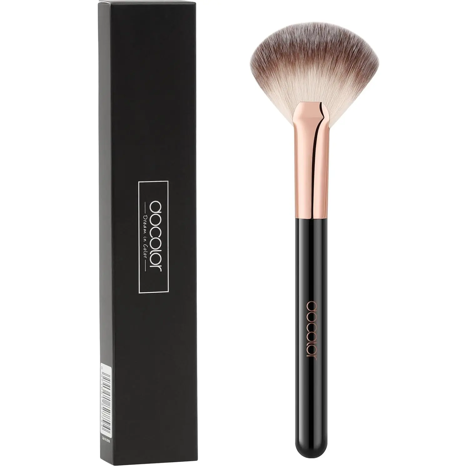 docolor Fan Blush & Highlighter Brush - Fluffy Dual-Use Face Makeup Tool | For Powder, Bronzer, Highlight, Contour, ultra-soft fluffy bristles, cream/powder blending, Vegan Cruelty-Free Makeup Tools