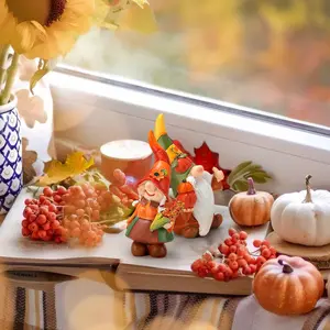 Handmade Fall Gnomes Figurine for Thanksgiving Decorations and Gifts - Indoor Table Ornaments