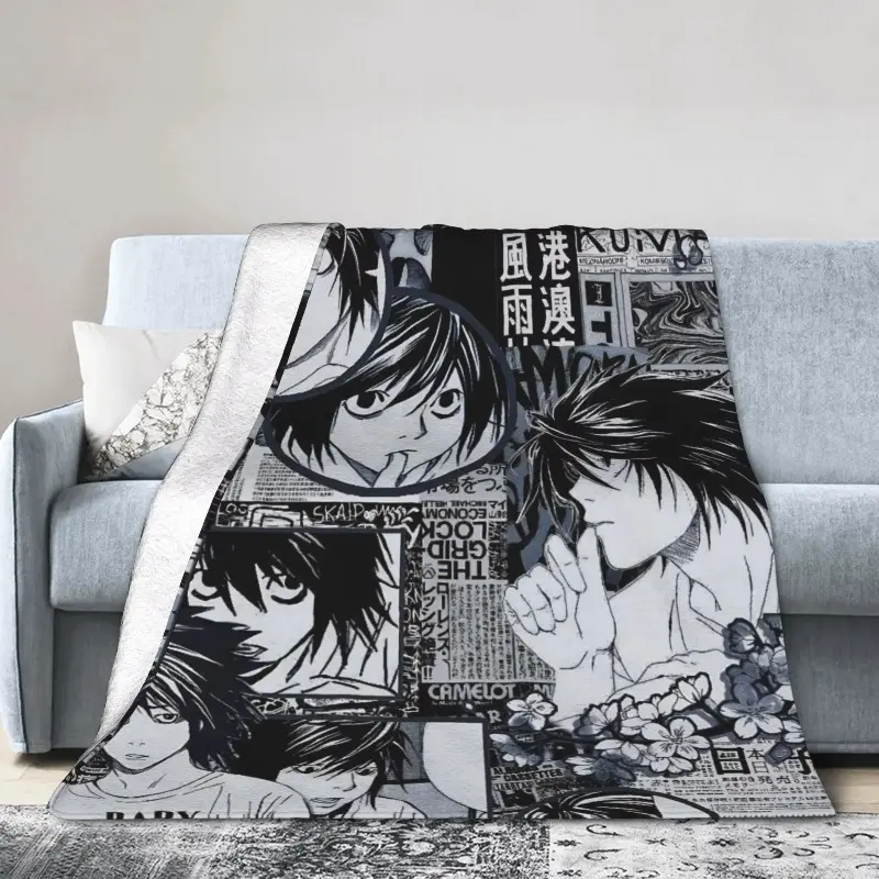 Printed Death Note Soft Cozy Throw Blanket, High-Quality Winter Bedding Bedspread for Students, Blankets for Bedroom Couch & Chair, Soft Cozy Blanket summerwins