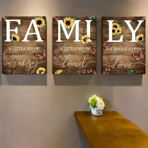 Wooden Framed Canvas Painting, 3 Counts/set Sunflower & Butterfly Pattern Wall Art, Wall Decor, Home Decor Products, Indoor Decoration for Home Living Room Bedroom Office, Ornaments