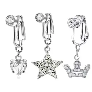 Cubic Zirconia Chain Belly Button Rings - 3PCS,Women Belly Piercing Body Jewelry for Crop Top Decor Navel Puercings Set Back To School