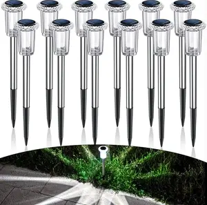 Sunface Solar Pathway Lights 12 Pack - Waterproof LED Outdoor Lights for Path, Landscape, Lawn, Driveway, Backyard - Cold White