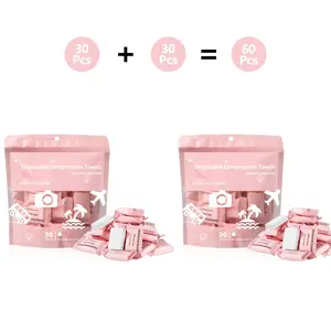 Compressed Disposable Face Cloths 2 Packs 60 Pieces, Mini Candy Size, Travel Essential, Quick Absorbent, Ideal for Makeup Bag & Luggage