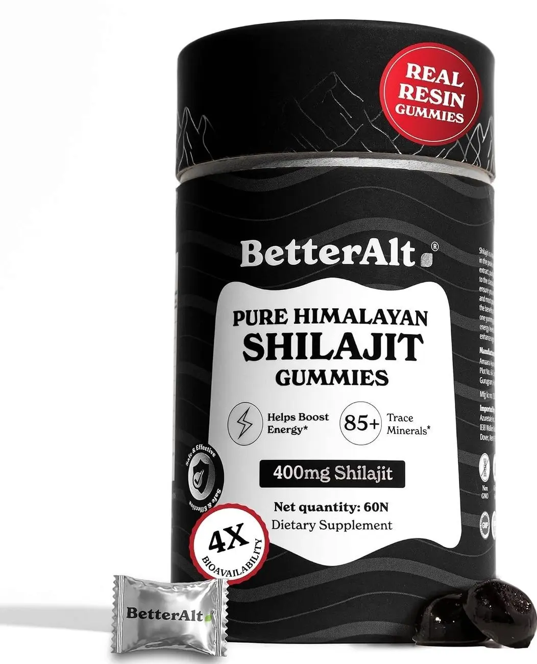 Better Alt Pure Himalayan Shilajit Gummies with 100% Shilajit |High Potency Gold Grade| 60 Gummies for Energy Boost & Immune Support, 75%+ Fulvic Acid| Travel Friendly - Tamarind Flavor