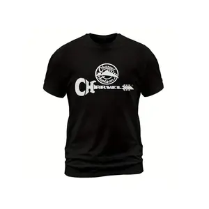 1pc Charvel Jackson Guitars Logo T-Shirt, Men'S Cotton Crew Neck Short Sleeve Tropical Pattern Sports Tee, All-Season Knit Fabric Pullover with Digital Heat Transfer, Regular Fit for Hiking & Outdoor Activities - Made in USA, Sizes S-3XL