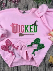 Wicked Glitter Embroidered Sweatshirt, Elphaba Glinda Defy Gravity, Wizard of Oz Movie Fan Shirt, Wicked Changed For Good