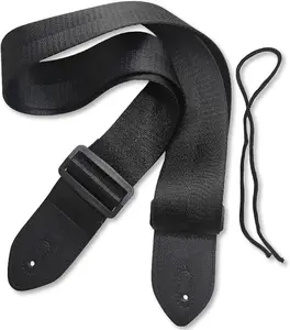 Black Guitar Strap, Minimalist Adjustable Guitar Straps Universal Fit for Acoustic/Electric/Bass Guitars, Comfortable Durable Headstock Tie for Secure Hold