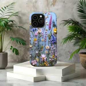 Case iPhone X XS 11 12 13 14 15 16 17 ProMax Wildflower Tough Phone Case Floral Protective Cover