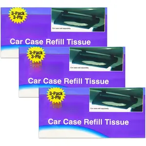 (Ship from USA) 3 Packs Halsa Car Refill Tissue For Tempo Visor Tissue Holder Total 9 Refills