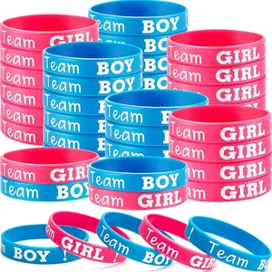 Gender Reveal Bracelets - Team Boy & Team Girl Wristbands - 48 Pieces - Baby Shower Party Decorations Supplies