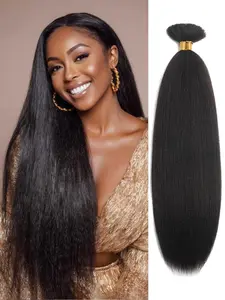 Braiding Hair Extension Kinky Straight Bulk Hair 2 Bundles Wet and Wavy Yaki Straight Bulk Bundles Hair Extensions No Weft