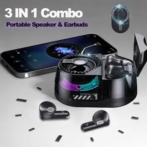 2025 Mini Magnetic Bluetooth Speaker Wireless Earbuds, Phone Holder, 28H Long Playtime, Portable Speaker with Headphones for Home, Outdoor and Travel, Lightweight in-Ear Earphones for iPhone Android