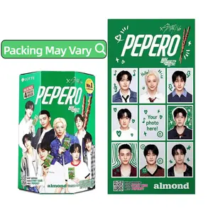 LOTTE Pepero Almond Chocolate Cookie Sticks - Korean Snack Gift Box (384g, 2 Packs) - Stray Kids Official Merch - Festive Christmas  【Packaging May Vary】