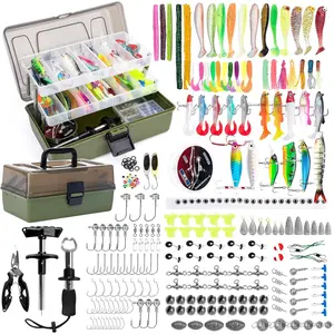 3 Layers Fishing Tackle Box with Tackle Included, 475 count Fishing Lures Kit,Include Crankbaits Weights Hooks and other Accessories,Fishing Lure  Gear Kit, for Men