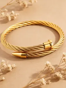 Women's Cable Line Nail Design Bracelet, Fashion Versatile Jewelry Accessory, Elegant Minimalist Bangle, Essential Women's Clothing Item