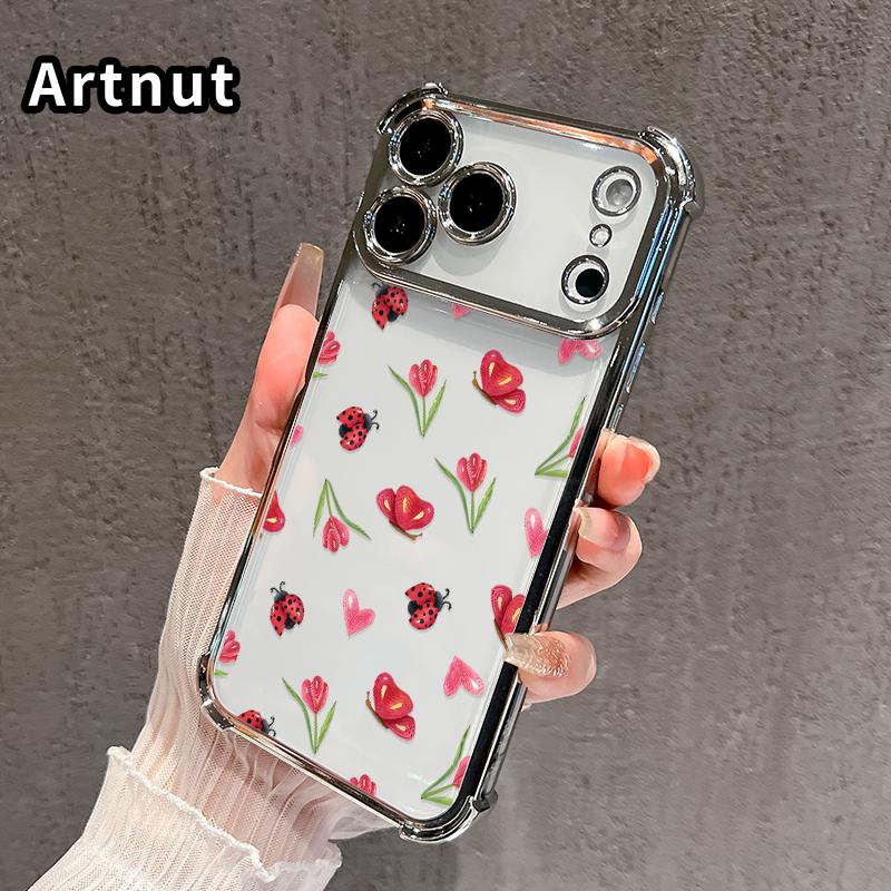 Cute Ladybug Pattern Anti-drop Phone Case for iPhone 17 Air 16E 15 Pro Max 14 Plus 13 12 Promax 11 Durable Total Protective Shockproof Transparent Cover Casing
