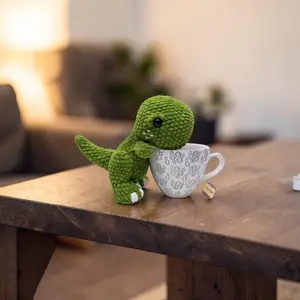 Handmade Crochet Dinosaur Stuffed Animal, Cute T-Rex Plush Doll, Kids Room Decor, Birthday Gift Idea