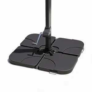 Heavy Duty 4-Piece Patio Umbrella Stand – 220lb Capacity Square Base Plate Set for 10-15FT Offset Umbrella – Water or Sand Fillable – For Garden, Lawn, Backyard