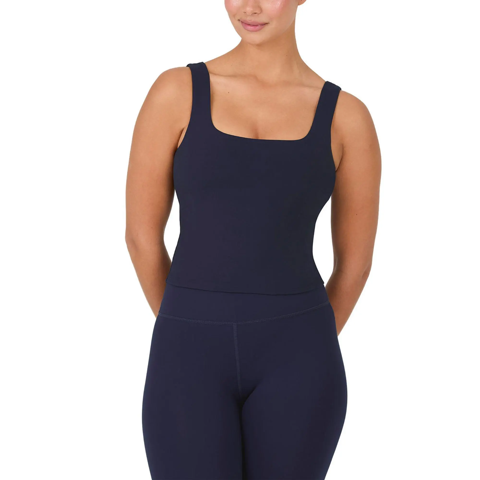 Yitty Active Square Neck Built-In Bra Tank Top for Women, Workout Sports Tank, Removable Cups, Yoga Gym