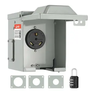 VEVOR 30 Amp RV Power Outlet Box, 125/250 Volt, Enclosed Lockable Outdoor RV Receptacle Box, NEMA TT-30R Weatherproof Electrical Panel, for RV Camper Trailer Motorhome Tested toStandards