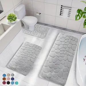 3pcs Memory Foam Set, Quick-Dry Washable Bath Mat with Non-Slip Backing and Extra Thickness for Machine Washed Carpet Soft Comfort Shower Room Rug,  Bathroom Rug, Plush Bathroom Mat, Quickdry Fabric, Thick Bath Rug, Family Bathroom