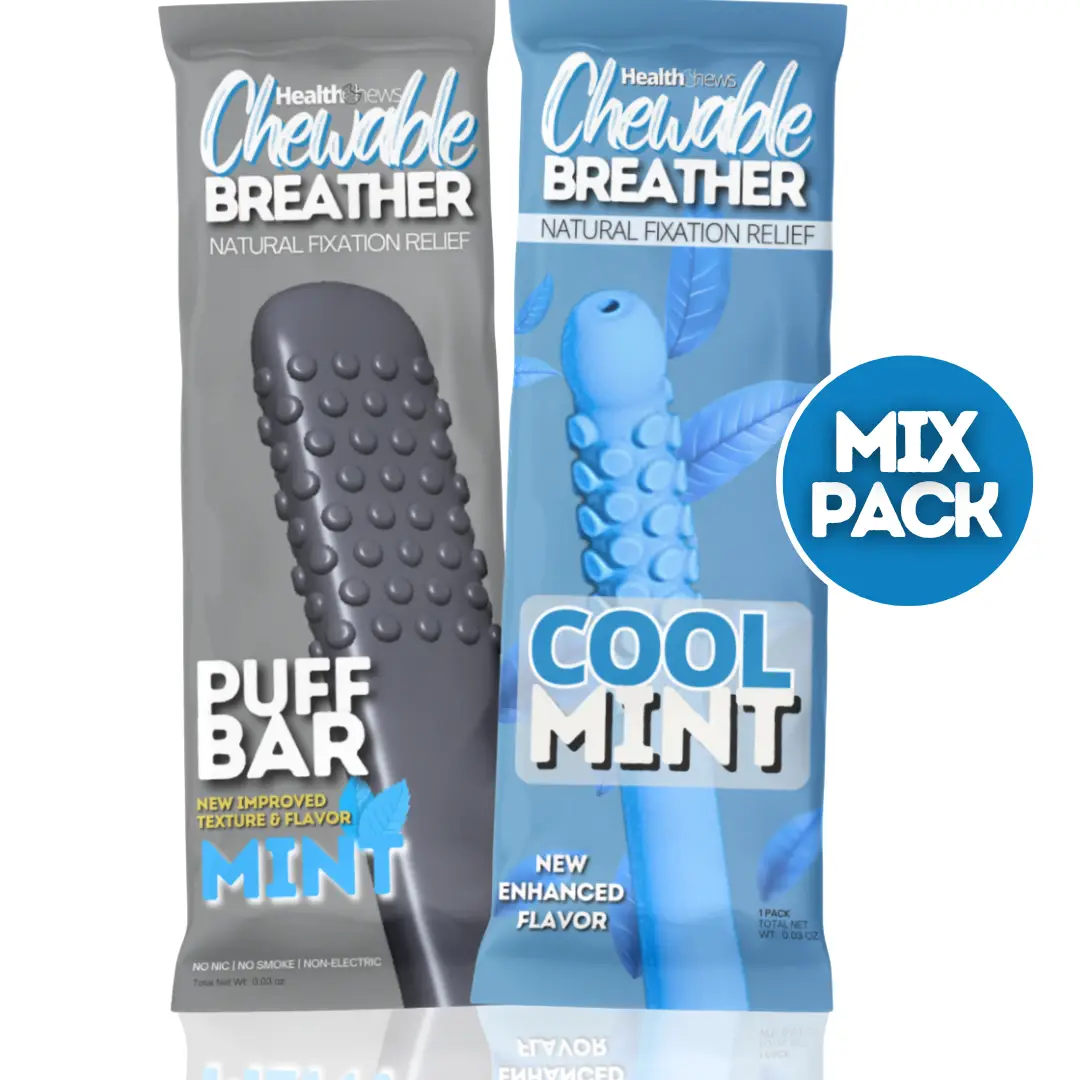 HealthChews Flex & Puff Dual Pack – Essential Oil Aromatherapy Breathers (Non-Edible, Reusable) for Stress Relief, Focus & Relaxation, Mixed Aromas