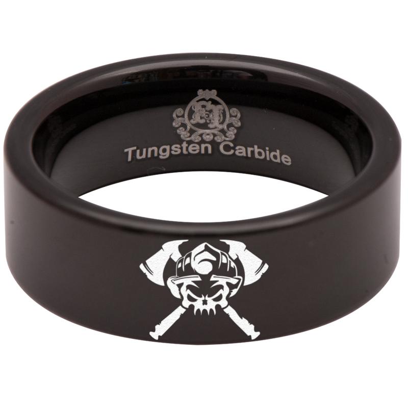 Firefighter Skull Tungsten Carbide Ring