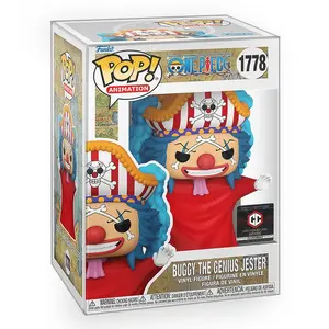 Funko POP Anime: One Piece - Buggy the Clown "Genius Jester" Exclusive Vinyl Figure with Epic Collectibles Premium Box Protector Included