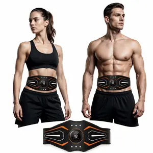 Abdominal muscle contraction training belt, 6modes,Velcrofastening design, lazy exercise, 18-levelintensity adjustmentfunction, compact and portable withrechargeable battery,suitable for abdominal muscleworkouts, perfect for home use