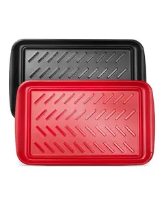 【Summervibes】Plastic Serving Trays 17x10.35 Inch Anti-Slip Eating Food Trays 2-Pack
