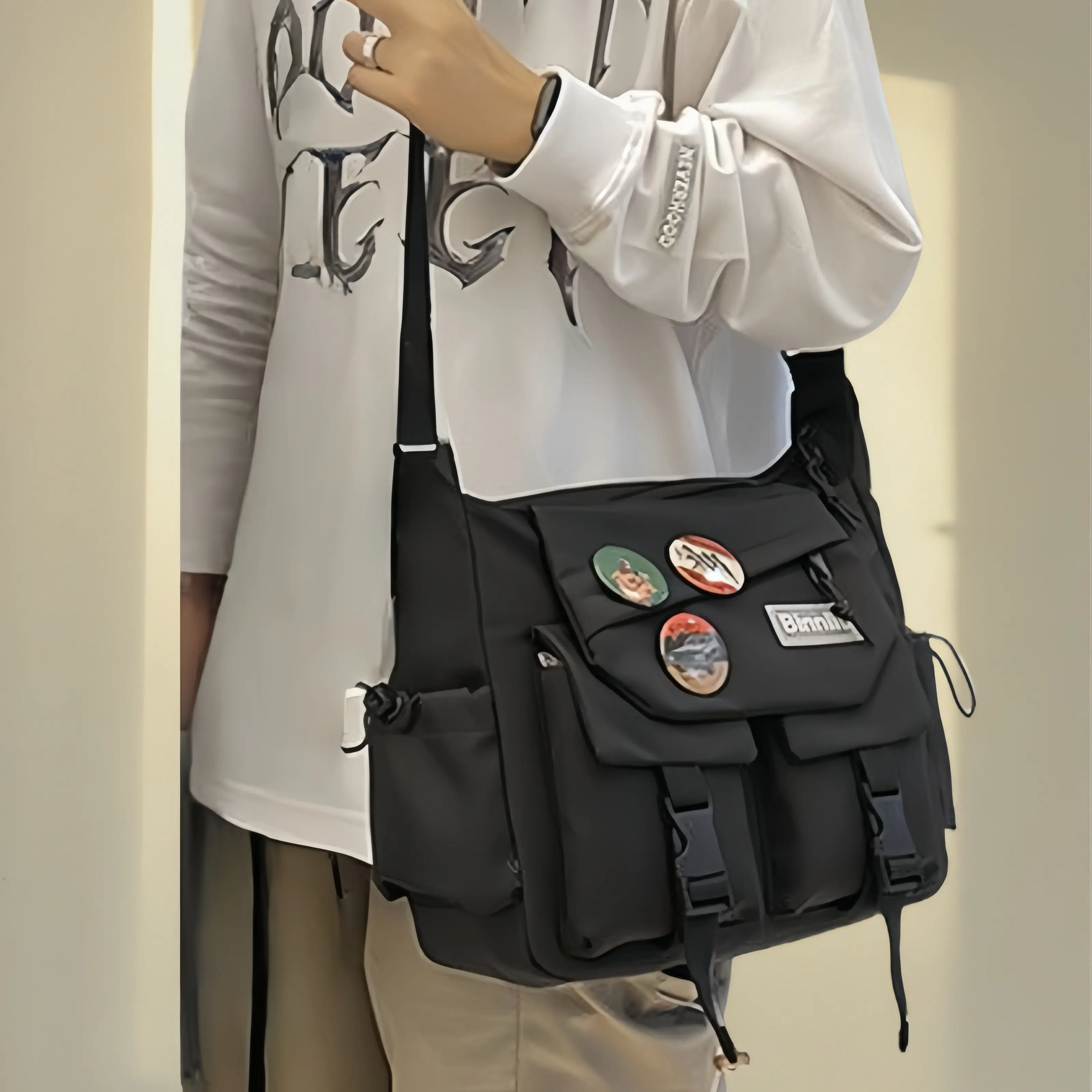 Messenger Bag Casual Crossbody Bag Plain Shoulder Bag Travel Daypacks(with accessories)