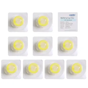 5 or 10 pcs/pk Sterile Syringe Filter Double-Layer PES Hydrophilic Membrane 0.22 μm Lab Filters 13mm Diameter Individually Packed, Yellow