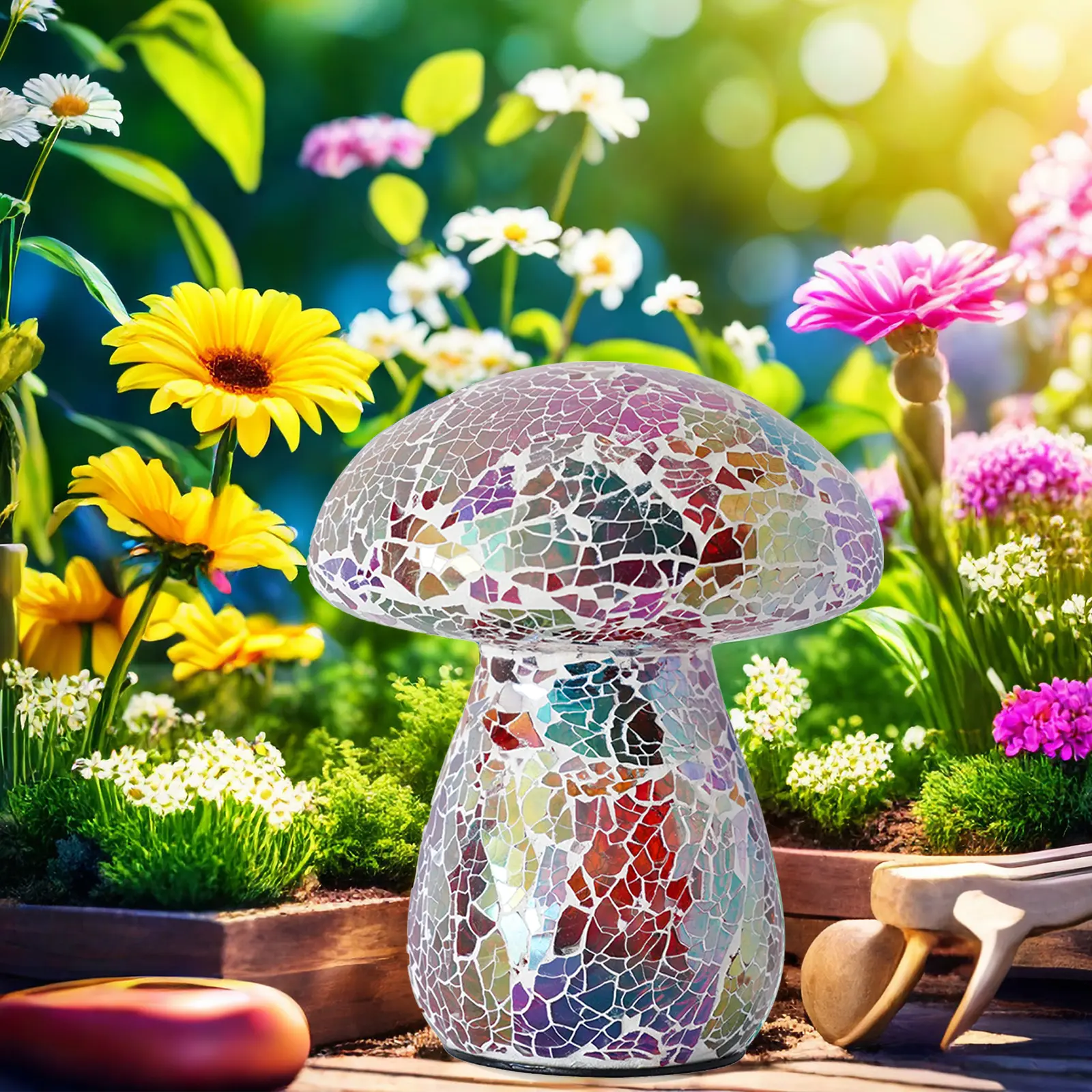 Mosaic Mushroom Garden Lights - Table Lamp Outdoor Decor