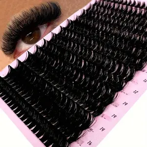 280pcs 60D Cluster False Eyelashes, Russian Curl DD Curl Length 8-16Mm Thick Soft And Flowing Eyelashes 0.07Mm D Curled False Eyelashes Natural And Comfortable Suitable for Beginners Reusable Eyelash Extensions