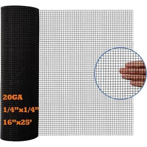 Black PVC Coated Hardware Cloth 16 Inch x 25 Foot -1/4 Inch x 1/4 Inch 20GA