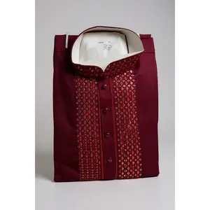 Maroon : Kurta pajama set