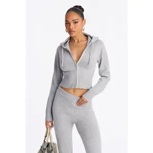 CozyCash Sweater Zip Up Hoodie - Heather Grey