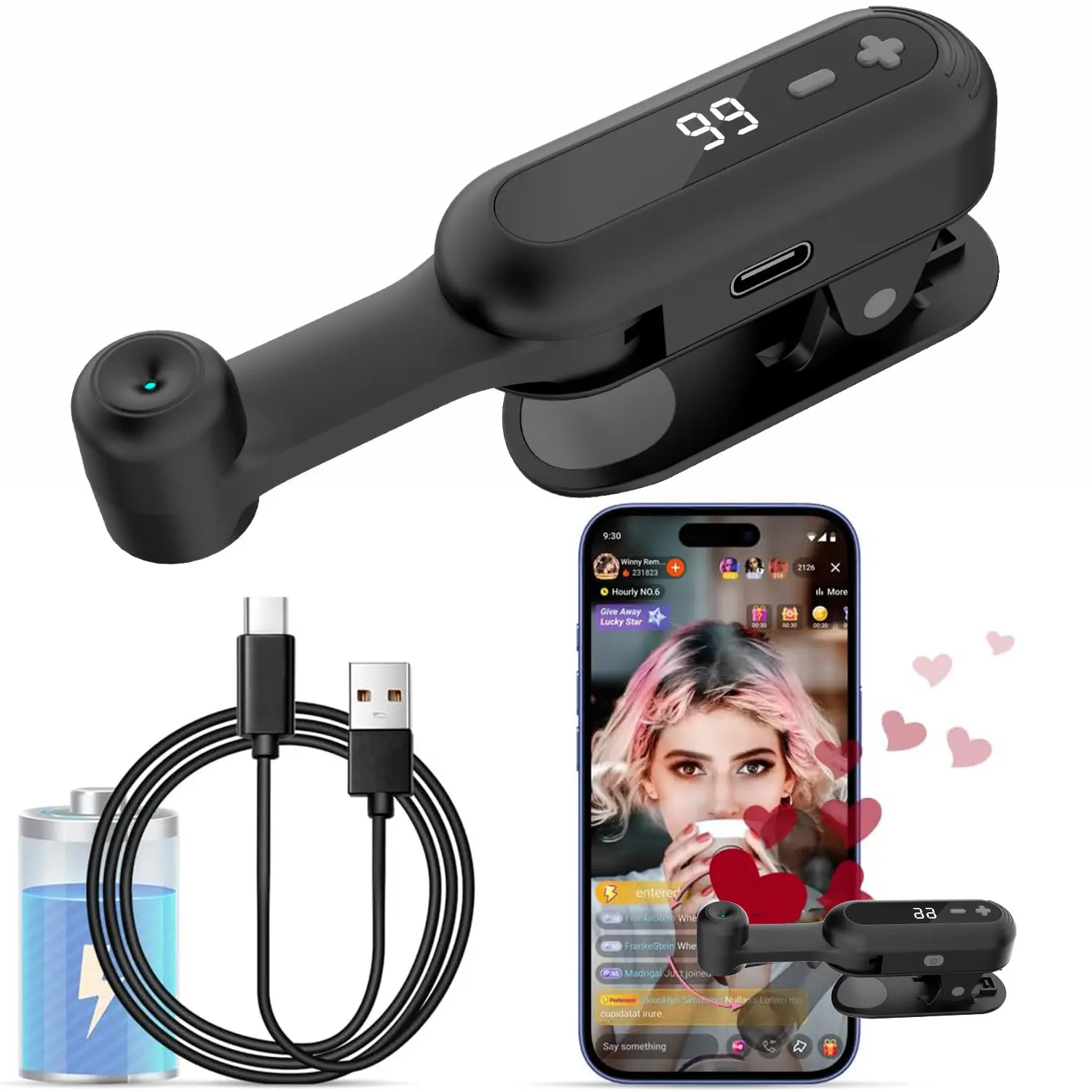 Smart Tapper Auto Clicker for TikTok, Rechargeable Adjustable Speed Auto Touch Device for Social Media & Live Tasks Screen Remote Controller